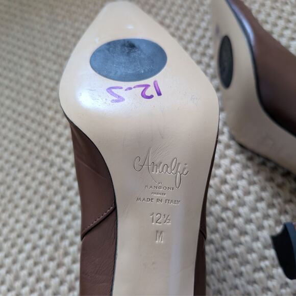 AMALFI By Rangoni Isole Brown Leather Chelsea Block Heel Ankle Boots Size 12.5 M - Picture 8 of 9